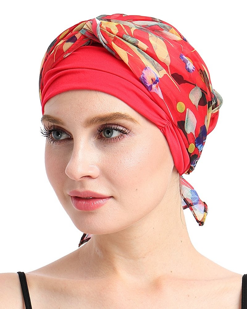 FocusCare Knits Fitted Turban Hat For Cancer Women DIY Easy Tie Chemo Bandana - Image 3
