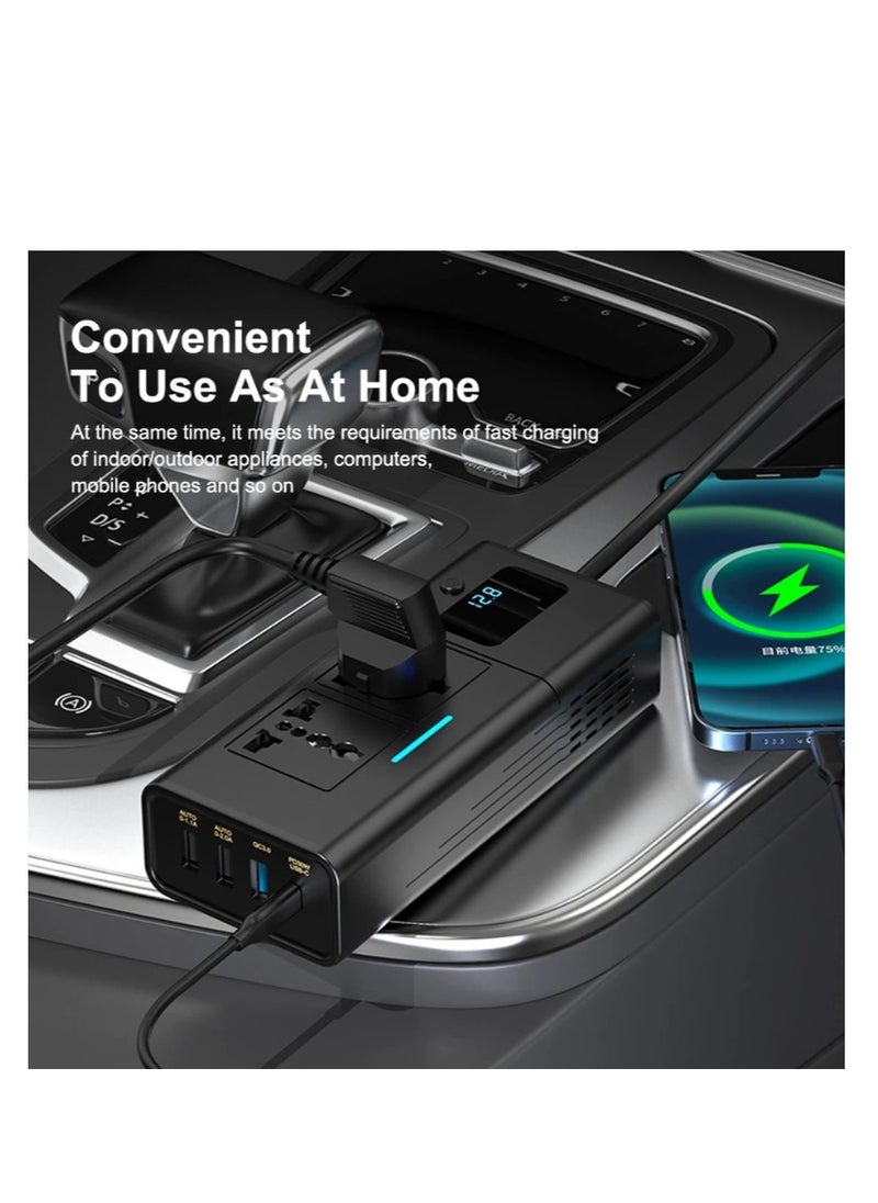 ARNOTEC - محول موجة جيبية معدلة، محول طاقة، محول مزود بـ 4 منافذ USB، شحن سريع PD، شاشة LCD، تيار مستمر 12 فولت، تيار متردد 110 فولت، 220 فولت، 200 وات - Image 1