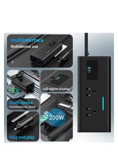 ARNOTEC محول موجة جيبية معدلة، محول طاقة، محول مزود بـ 4 منافذ USB، شحن سريع PD، شاشة LCD، تيار مستمر 12 فولت، تيار متردد 110 فولت، 220 فولت، 200 وات  - Image 5