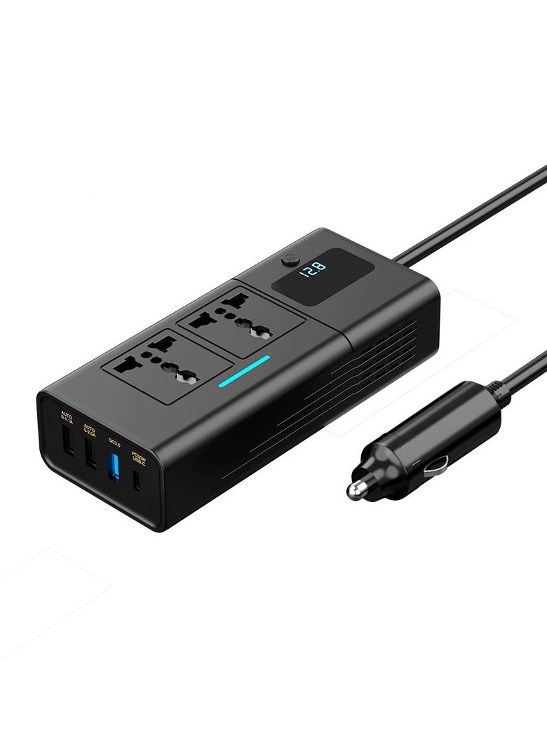 ARNOTEC - محول موجة جيبية معدلة، محول طاقة، محول مزود بـ 4 منافذ USB، شحن سريع PD، شاشة LCD، تيار مستمر 12 فولت، تيار متردد 110 فولت، 220 فولت، 200 وات - Image 1