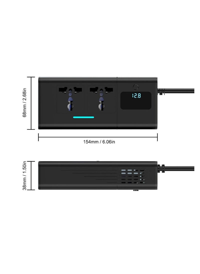 ARNOTEC - محول موجة جيبية معدلة، محول طاقة، محول مزود بـ 4 منافذ USB، شحن سريع PD، شاشة LCD، تيار مستمر 12 فولت، تيار متردد 110 فولت، 220 فولت، 200 وات - Image 1