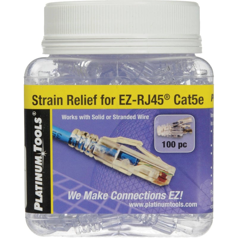 Platinum Tools 202035J EZ-RJ45 CAT5E Clear Strain Relief, Jar of 100