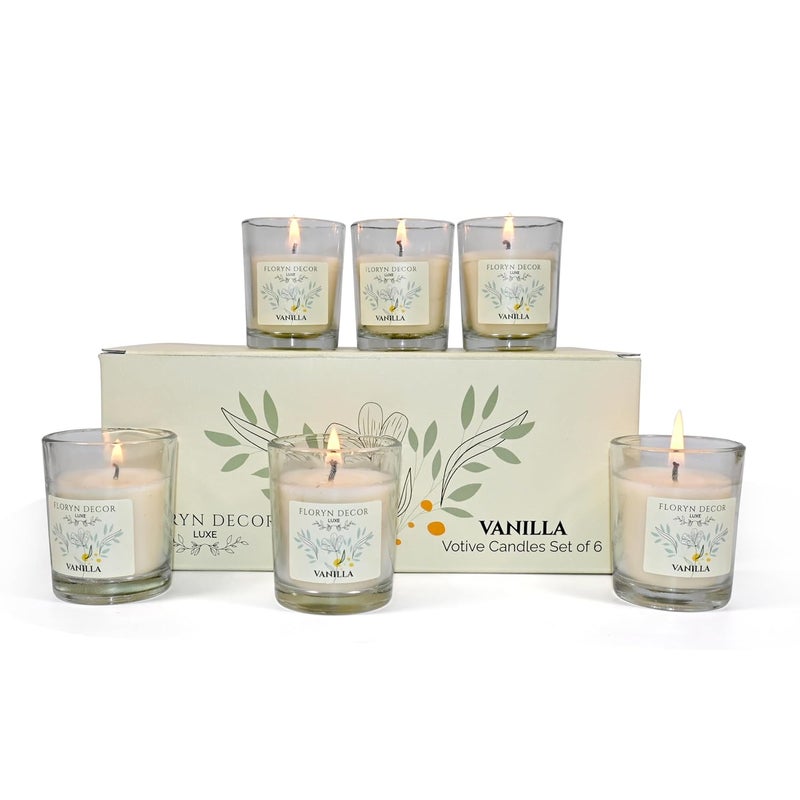 Floryn Decor Luxe Vanilla Scented Soy Wax Candles for Home Decor Fragrance Candles Set of 6 55 Grams Each - Image 3