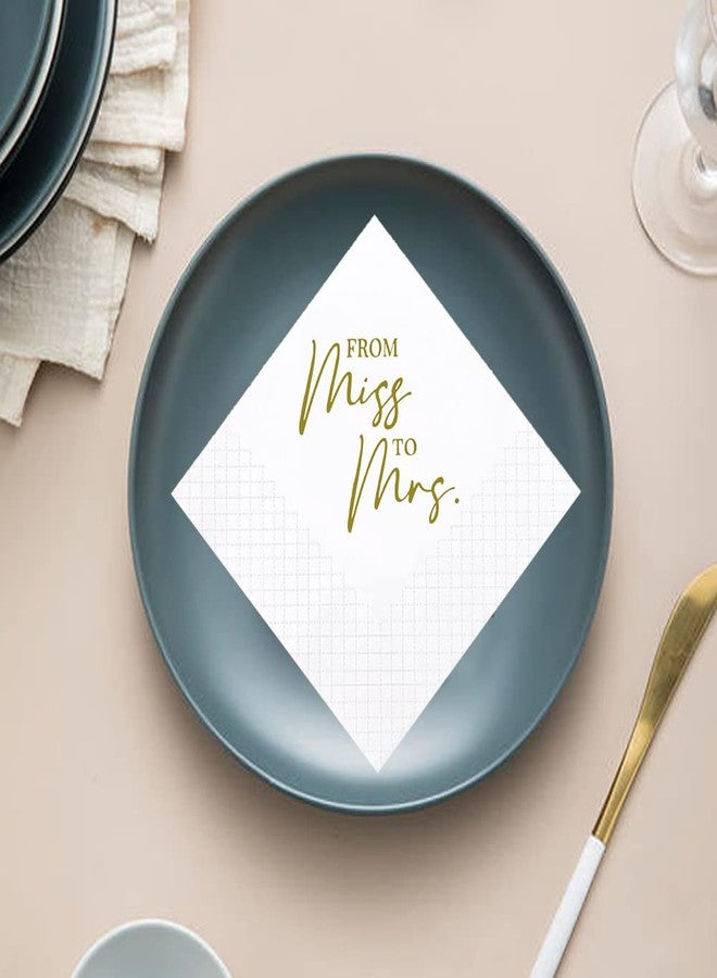 Geloar Bridal Shower Cocktail Napkins, 100 Pack Gold From Miss To Mrs Disposable Paper Napkins for Bridal Shower Engagement Wedding Bachelorette Table Decorations| 2-Ply, 5x5 Inches (From Miss To Mrs) - Image 5