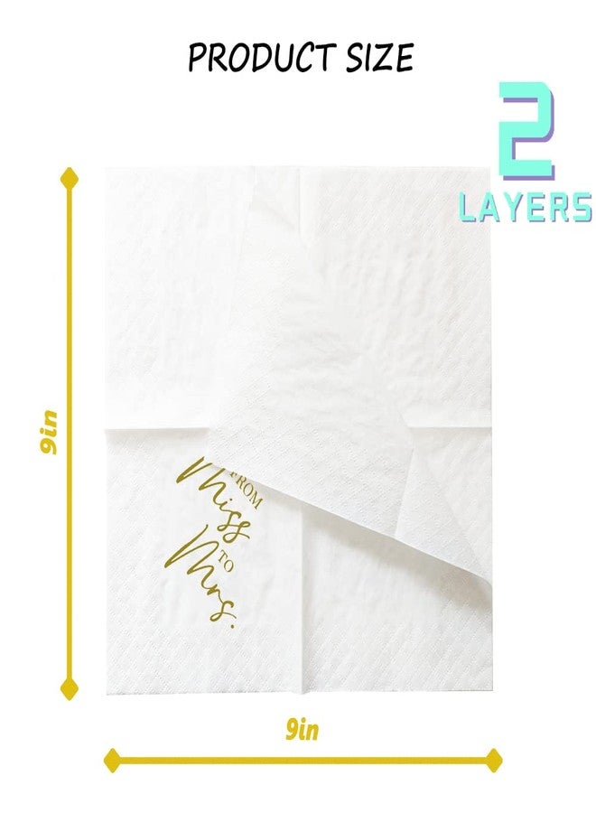 Geloar Bridal Shower Cocktail Napkins, 100 Pack Gold From Miss To Mrs Disposable Paper Napkins for Bridal Shower Engagement Wedding Bachelorette Table Decorations| 2-Ply, 5x5 Inches (From Miss To Mrs) - Image 3
