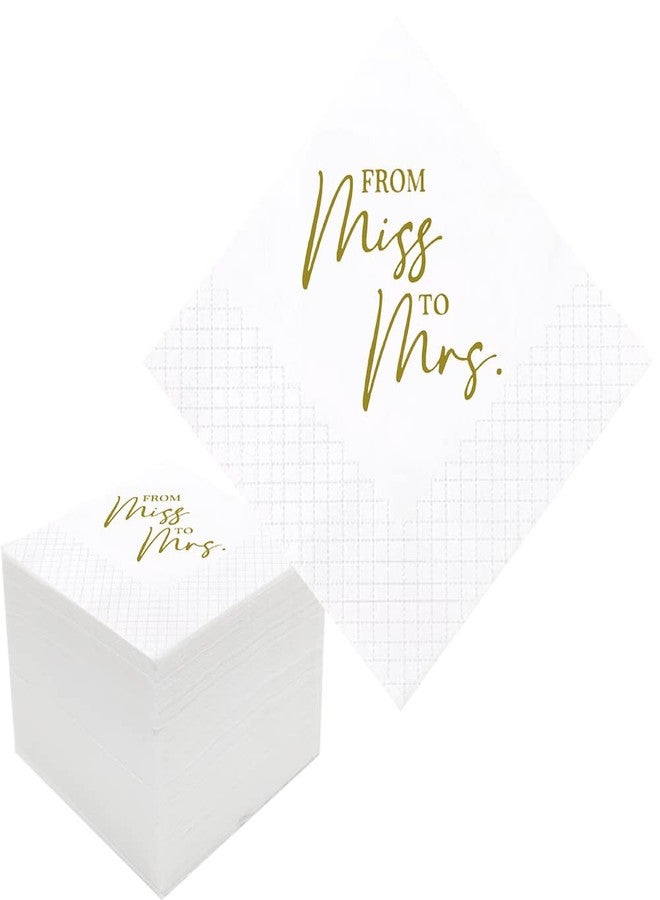 Geloar Bridal Shower Cocktail Napkins, 100 Pack Gold From Miss To Mrs Disposable Paper Napkins for Bridal Shower Engagement Wedding Bachelorette Table Decorations| 2-Ply, 5x5 Inches (From Miss To Mrs) - Image 1