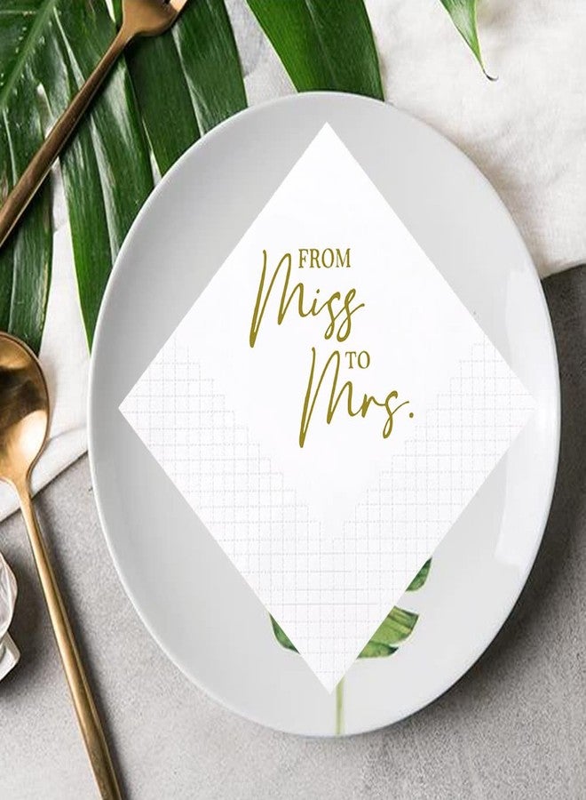 Geloar Bridal Shower Cocktail Napkins, 100 Pack Gold From Miss To Mrs Disposable Paper Napkins for Bridal Shower Engagement Wedding Bachelorette Table Decorations| 2-Ply, 5x5 Inches (From Miss To Mrs) - Image 4
