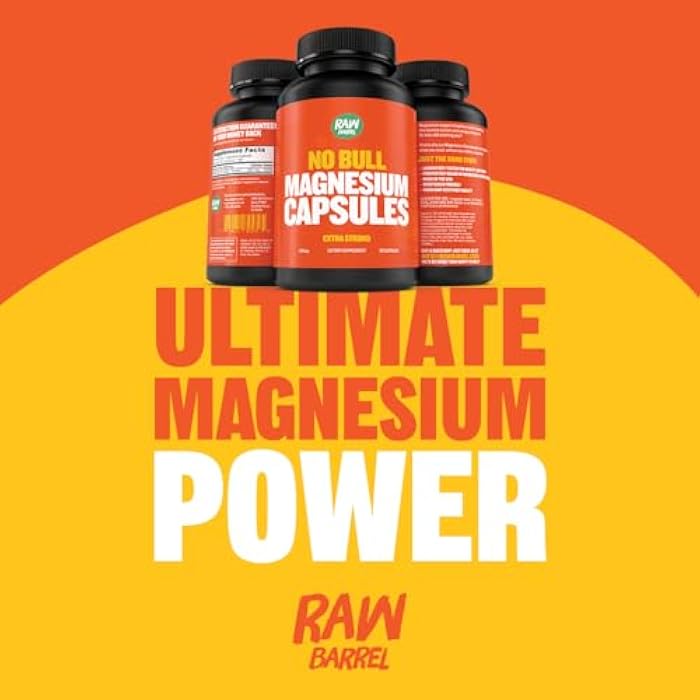 Raw Barrel “No Bull” Magnesium Capsules, Unique Magnesium Citrate and Oxide Formula for Sleep and Relaxation, Magnesium Pills to Prevent Muscle Aches and Spasms, Magnesium Oxide Citrate, 500g - Image 2