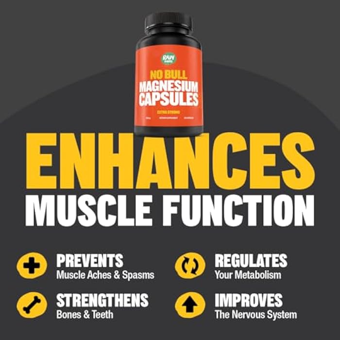 Raw Barrel “No Bull” Magnesium Capsules, Unique Magnesium Citrate and Oxide Formula for Sleep and Relaxation, Magnesium Pills to Prevent Muscle Aches and Spasms, Magnesium Oxide Citrate, 500g - Image 3
