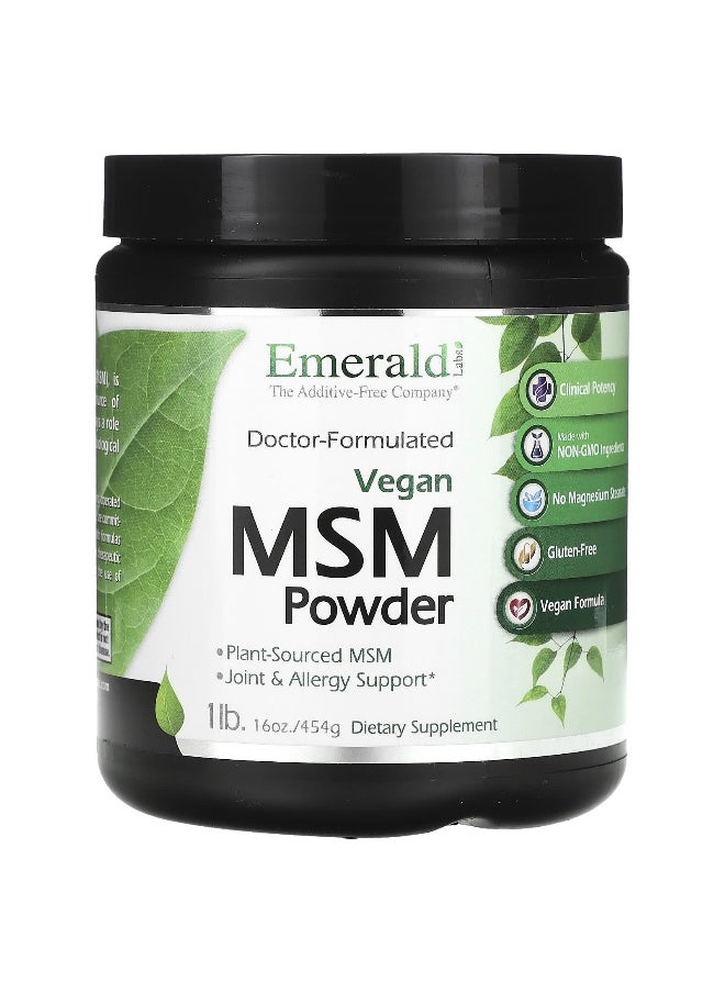 Emerald Laboratories Emerald Laboratories, Vegan MSM Powder, 1 lb (454 g)  - Image 1