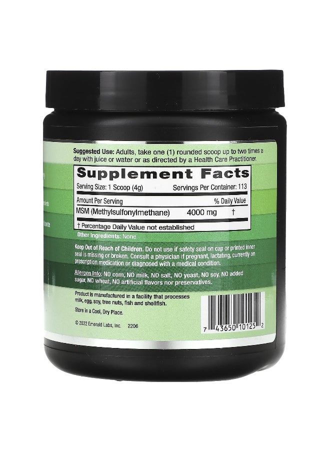 Emerald Laboratories Emerald Laboratories, Vegan MSM Powder, 1 lb (454 g)  - Image 2