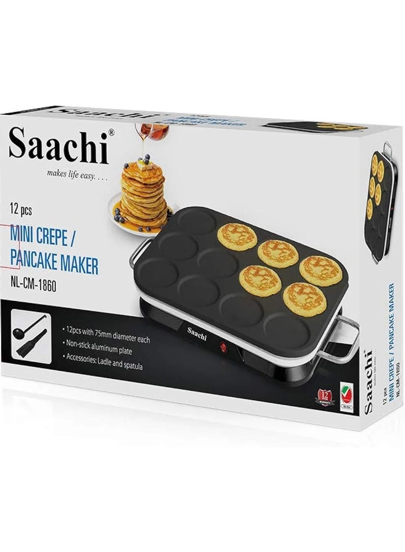 Sachi Saachi 2-in-1 Pancake & Mini Crepe Maker NL-CM-1860, 1600W Electric Breakfast Maker with 12 Mini Pancake & Crepe Slots, Auto Temperature Contro - Image 1