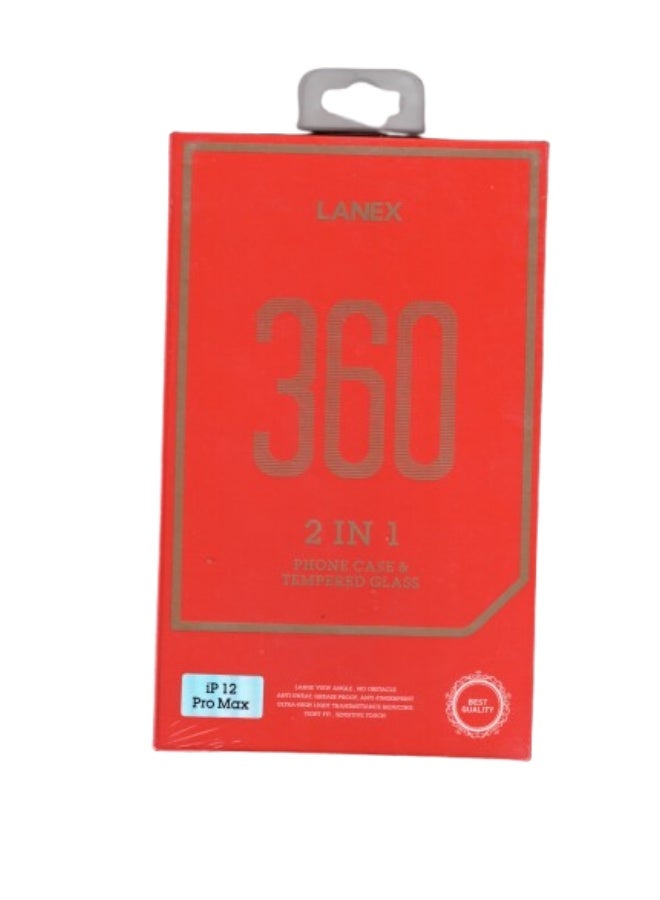 LANEX 360° 2 in 1 Phone Case with Tempered Glass for iPhone 12 Pro Max – Full Protection Set