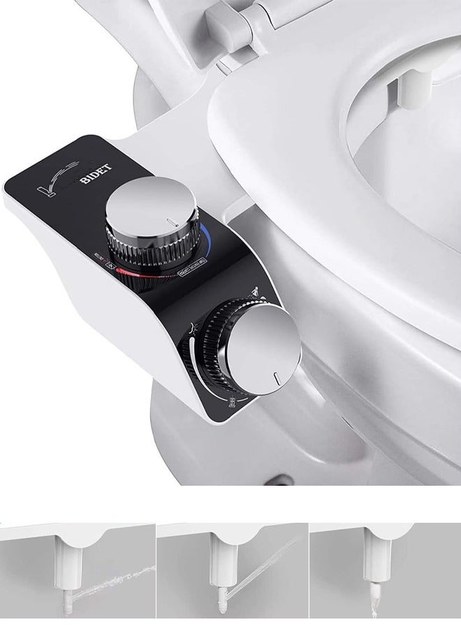VUCATIN Self-Cleaning Non-Electric Dual Nozzle Bidet Attachment for Toilet Seat with Warm Water Jet Spray for Toilet Bathroom Bidet Toilet Sprayer Adjustable Water Pressure Rear and Feminine Wash - Image 1