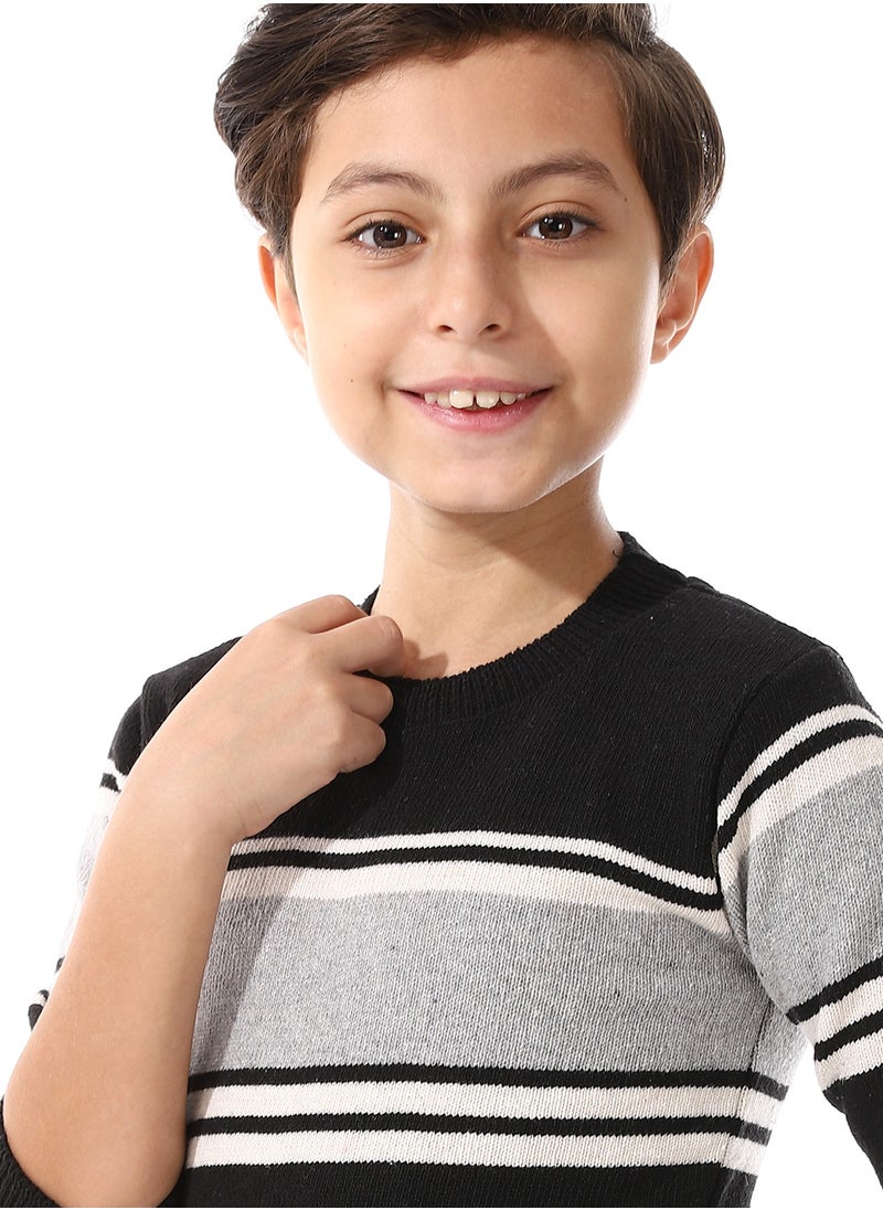 Andora Ribbed Hem Striped Slip On Pullover For Boys_Multicolour  - Image 4