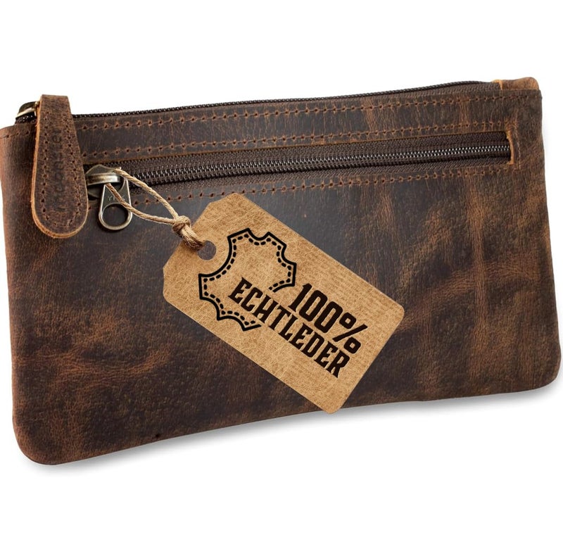 moonster FullGrain Buffalo Leather Pen Case 8x4 Inch Zipper Handmade Pencil Case Pouch Small Leather Pouch Fountain Pen Case Pencil Pouch Pen Bags Pen Cases for Adults - Image 3