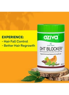 OZiva Plant Based DHT Blocker for Hair Fall Control & Hair Follicle Stimulation|100% Natural DHT Blocker Tablet with Stinging Nettle & Pine Bark|Certified Clean & Vegan|60 Capsules,Pack of 1,100 grams  - Image 2