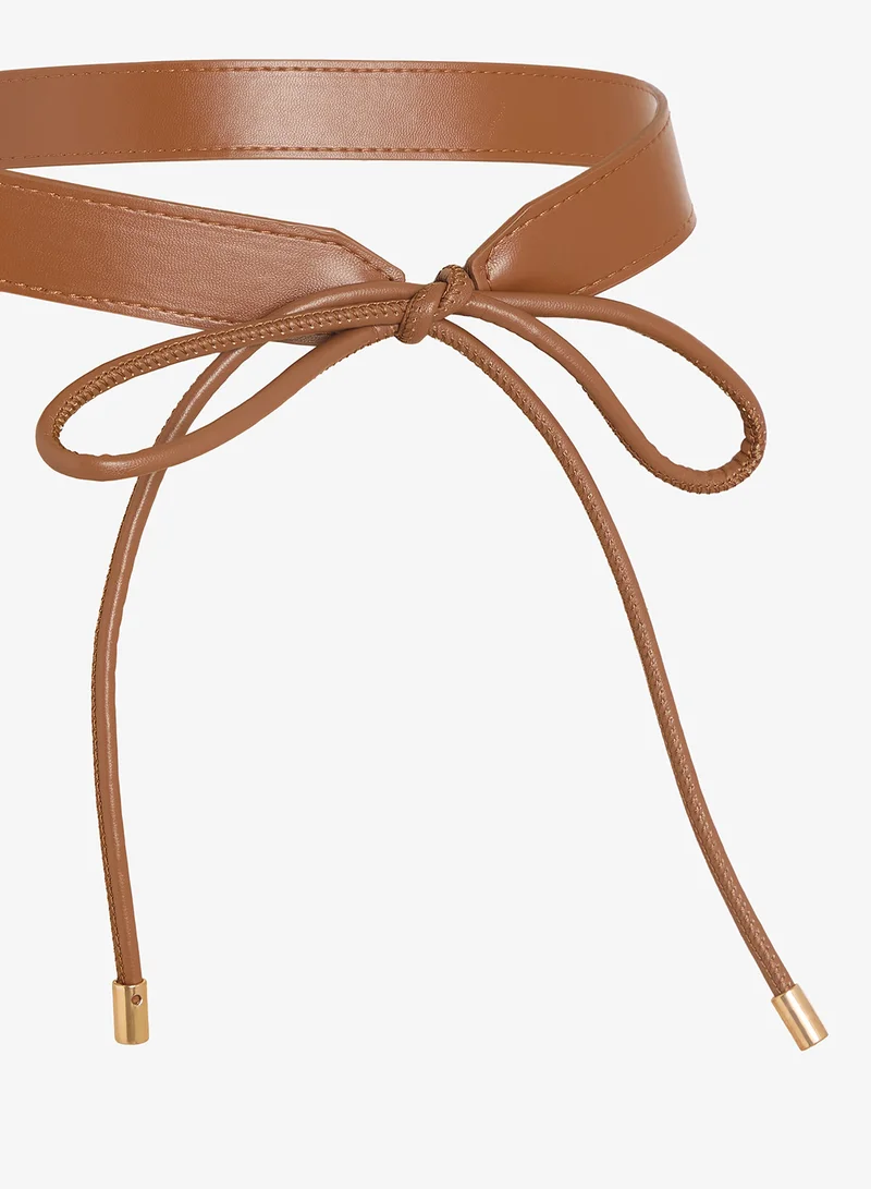 Ella Brown Bow Accent Classic Waist Belt for Women | Best Price UAE