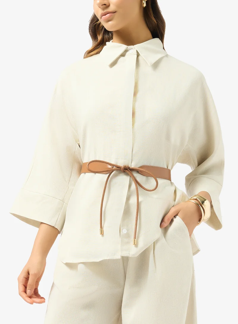 Ella Brown Bow Accent Classic Waist Belt for Women | Best Price UAE