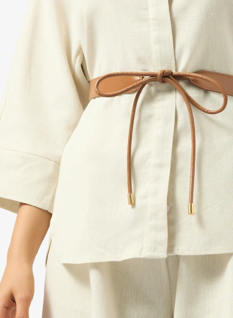 Ella Brown Bow Accent Classic Waist Belt for Women | Best Price UAE
