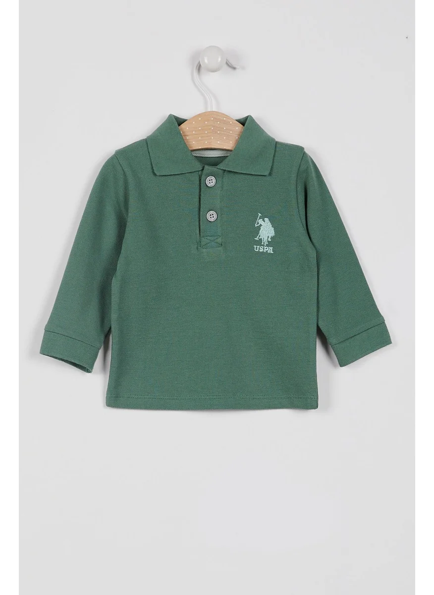 U.S. Polo Assn. U.S. Polo Assn Licensed Classic Green Baby Boy Long Sleeve Collar Sweatshirt