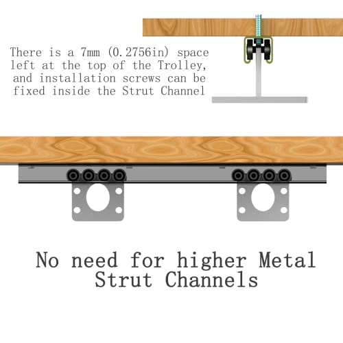 Fuperoo 8 Wheel Trolley Assembly Rollers.Bearing Trolley Assembly.The top of The Trolley has Room for Set Screws, Allowing The use of a 1-5/8" high Strut Channel - Image 3