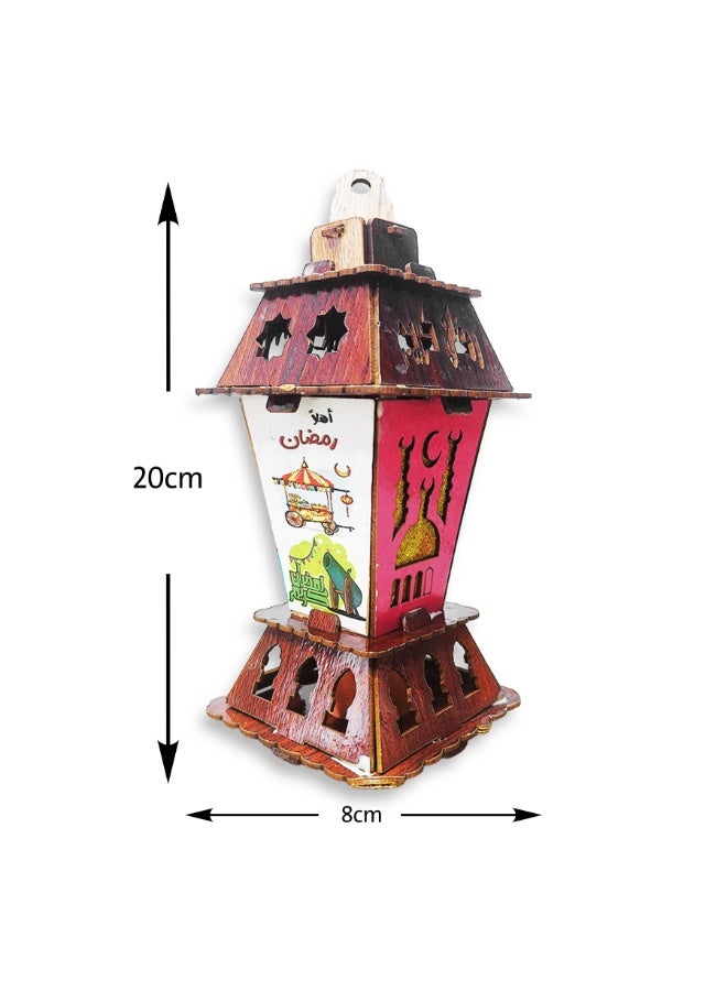 فانوس رمضاني موسيقي صغير للأطفال مع أضواء LED وأغانٍ رمضانية، لعبة إسلامية شهيرة، فانوس رمضاني عصري جديد للأطفال، هدية زخرفية وتعليمية - متعدد الألوان - Image 3