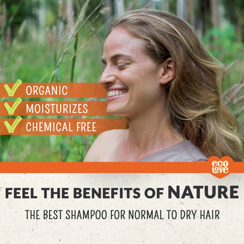 ecoLove - Natural Shampoo, Sodium lauryl sulfate Free, Vegan & Cruelty Free, Natural Dry Shampoo for Women, Organic Carrot and Pumpkin, No SLS or Parabens, 17.6 oz - Image 3