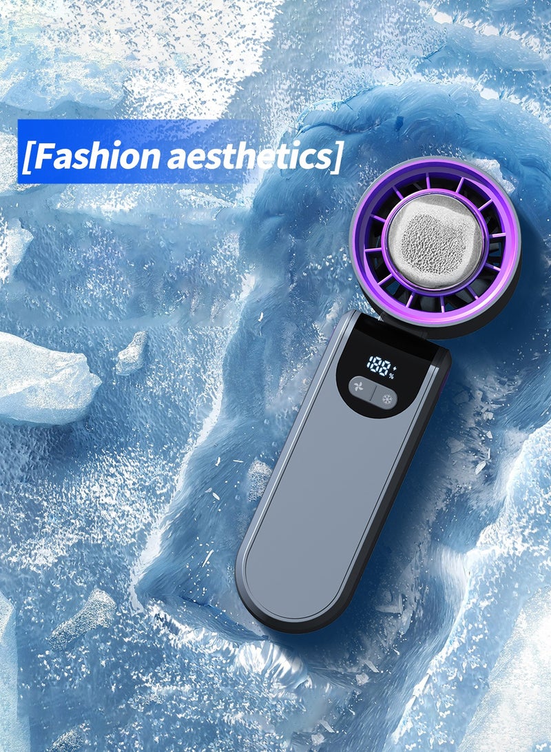 لوتيك مروحة صغيرة محمولة باليد من أشباه الموصلات Ice Sense، مروحة صغيرة محمولة تدوم طويلاً 4000 مللي أمبير في الساعة 100 سرعة متغيرة بدون خطوات، تبريد سريع قوي وفعال للرياح، قابلة للطي مع حبل تبريد ضاغط تبريد مروحة صغيرة من النوع C سريعة الشحن في المنزل والمكتب في الهواء الطلق أداة تبريد سحرية - Image 4