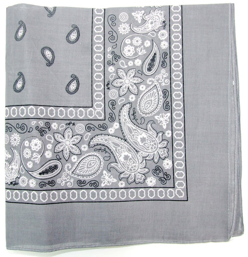 Kaiser Novelty Bandanas Paisley Cotton Bandanas (Gray 22 X 22 in)