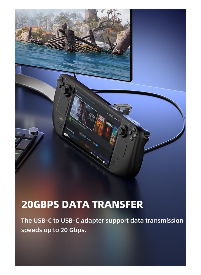 SYOSI 2 Pcs 180° USB C Adapter, 180 Degree Angle USB-C Male to USB-C Female 20Gbps PD 140W Adapter for Steam Deck,Switch,Laptop,Tablet,Phone and More Type C Devices - Image 3