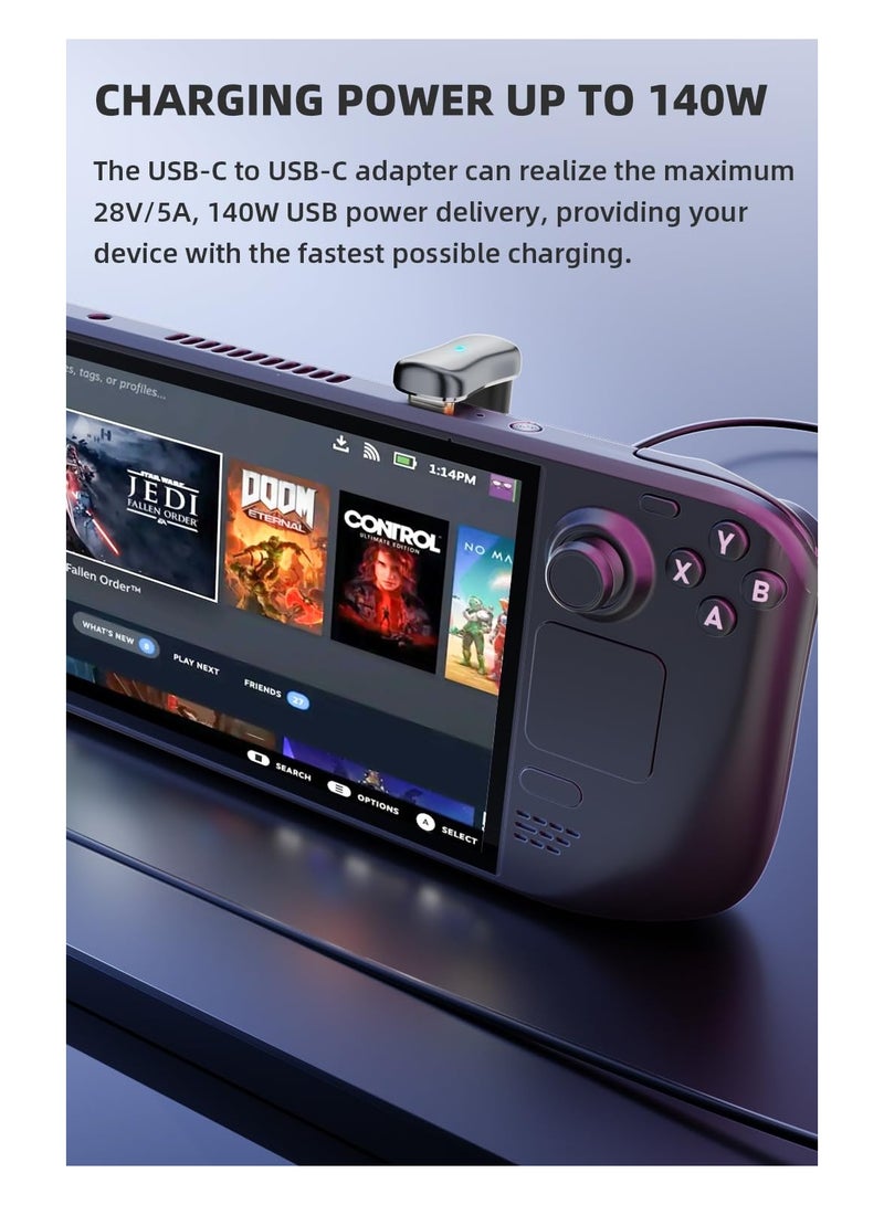 SYOSI 2 Pcs 180° USB C Adapter, 180 Degree Angle USB-C Male to USB-C Female 20Gbps PD 140W Adapter for Steam Deck,Switch,Laptop,Tablet,Phone and More Type C Devices - Image 2