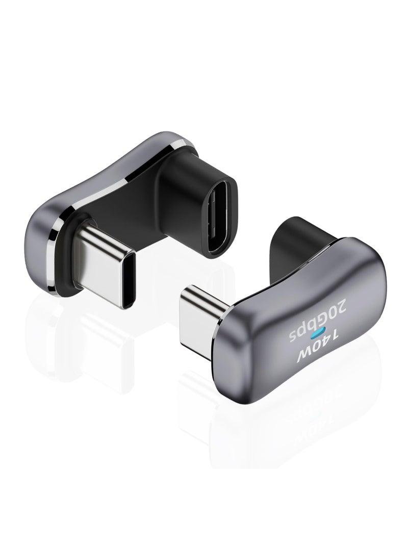 SYOSI 2 Pcs 180° USB C Adapter, 180 Degree Angle USB-C Male to USB-C Female 20Gbps PD 140W Adapter for Steam Deck,Switch,Laptop,Tablet,Phone and More Type C Devices - Image 1