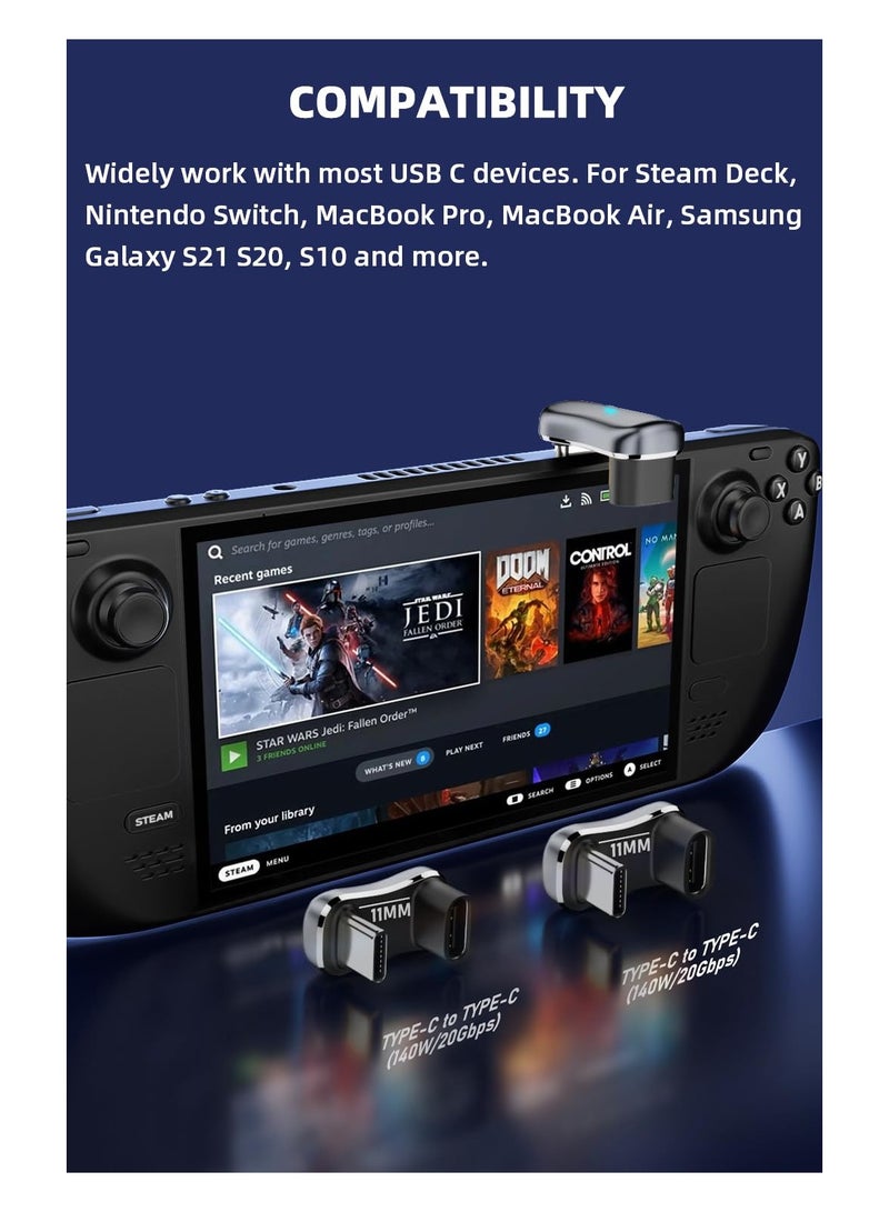 SYOSI 2 Pcs 180° USB C Adapter, 180 Degree Angle USB-C Male to USB-C Female 20Gbps PD 140W Adapter for Steam Deck,Switch,Laptop,Tablet,Phone and More Type C Devices - Image 5