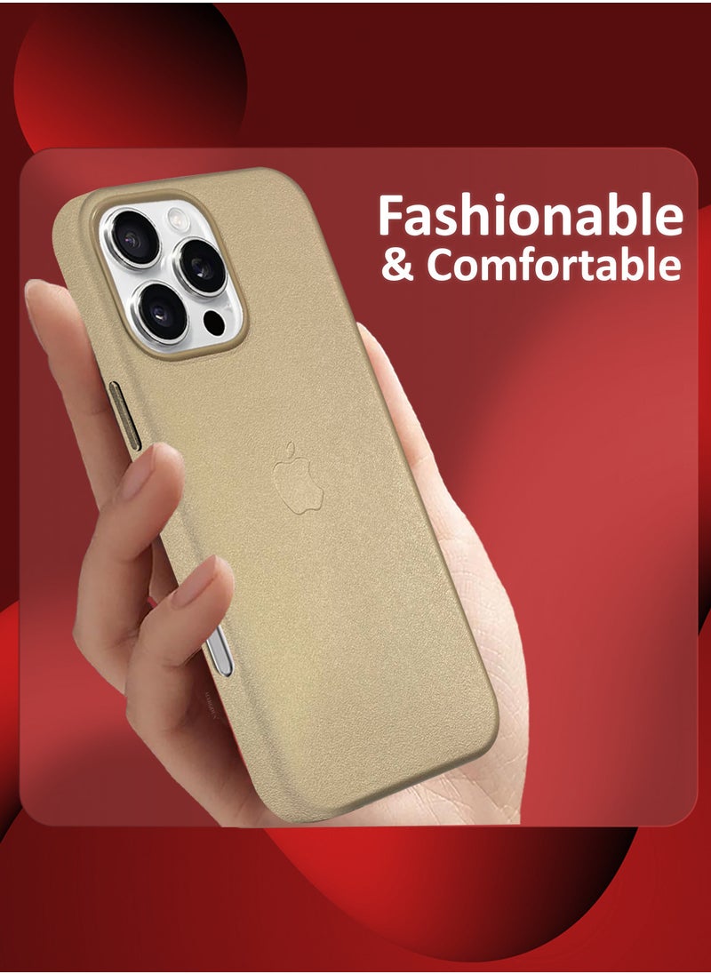CATANES - (for Apple iPhone 16 Pro Max) 3Packs, Leather Case Compatible with Magsafe Anti-Scratch Leather Case Shockproof Drop Proof Protective Slim Case with 3D Screen Protector - Gold - Image 1
