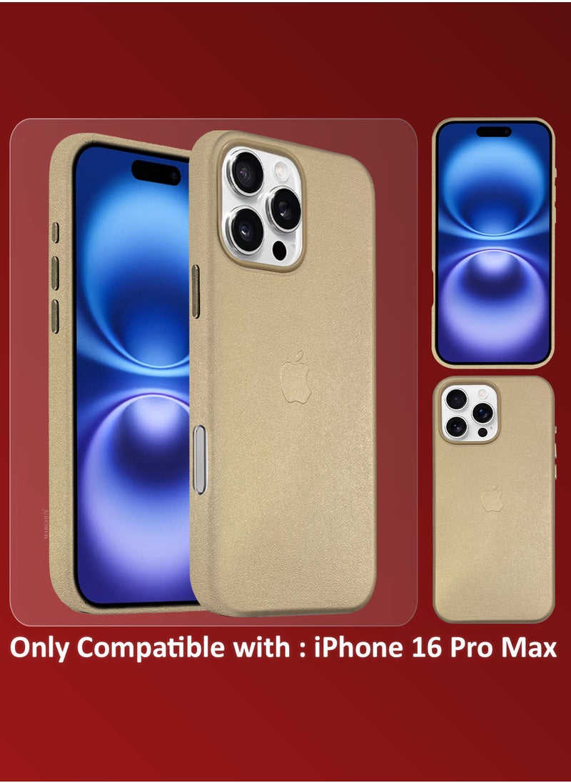 CATANES - (for Apple iPhone 16 Pro Max) 3Packs, Leather Case Compatible with Magsafe Anti-Scratch Leather Case Shockproof Drop Proof Protective Slim Case with 3D Screen Protector - Gold - Image 1