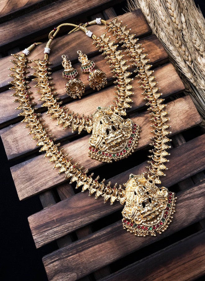 StileAdda Gold Plated Stone Studded Lakshmi Goddess Jewellery Set - Image 1