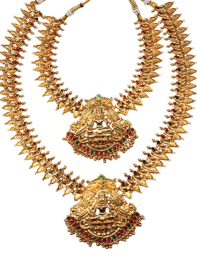 StileAdda Gold Plated Stone Studded Lakshmi Goddess Jewellery Set - Image 3