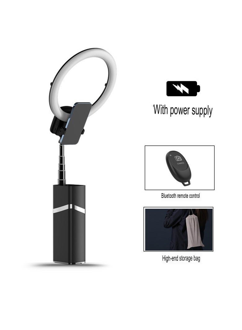 Excefore Selfie Ring Light, Foldable Portable Travel Selfie Tripod Stand, Rechargeable Cordless Ring Light, Durable Photography Light For Selfie, Live Stream, (1pc, Black) - Image 1