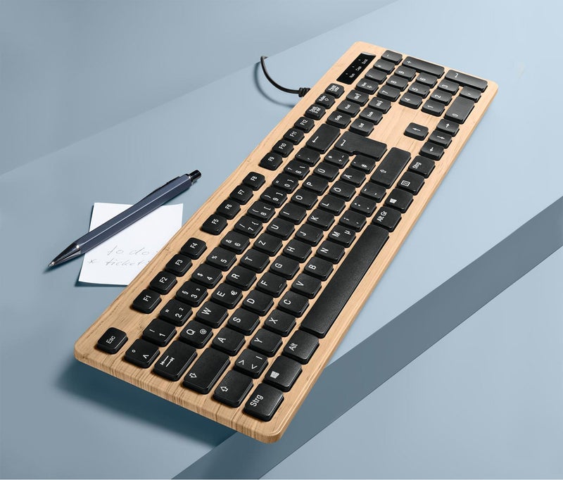 Tchibo Keyboard in Wood Look, Black and Khaki - Image 1