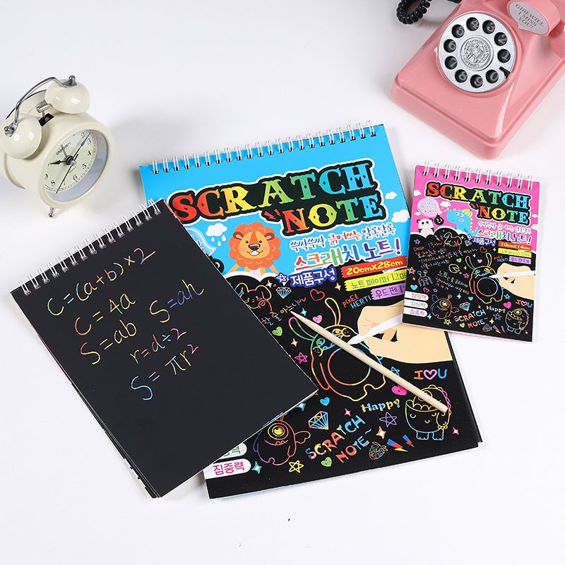 Korean Version Of Scraping Painting Korean Version Of Fun Graffiti Book Creative Black Cardboard Scraping Painting Painting Book Design - Image 2