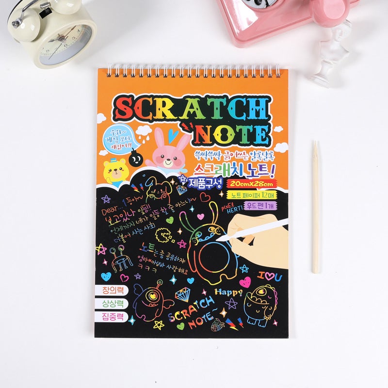 Korean Version Of Scraping Painting Korean Version Of Fun Graffiti Book Creative Black Cardboard Scraping Painting Painting Book Design - Image 1