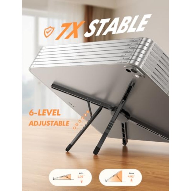 Portable Laptop Stand for Desk - [113g Ultralight] Foldable Laptop Holder, Adjustable for MacBook Stand, Aluminum Laptop Accessories for Travel Library fit 10-15.6" MacBook Neo Air Pro Dell - Image 4