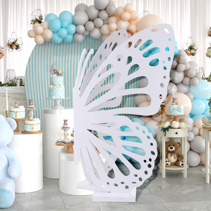 Booson Large Wooden Butterfly Decor 24 x 28 Inches Standing Wood Decoupage Carved Craft for Weddings Baby Showers Parties Adjustable Wings DIY Backdrop Garden Indoor Decoration - Image 4