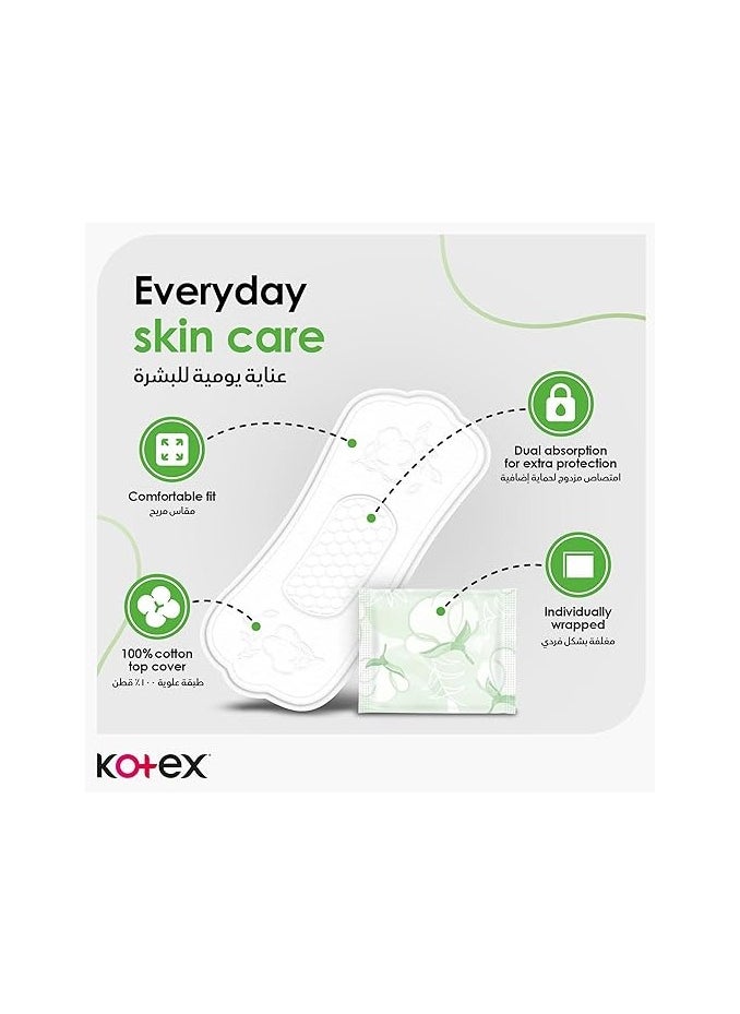 Kotex - Natural Panty Liners, 100% Cotton, Normal Size, 30 Daily Panty Liners - Image 1