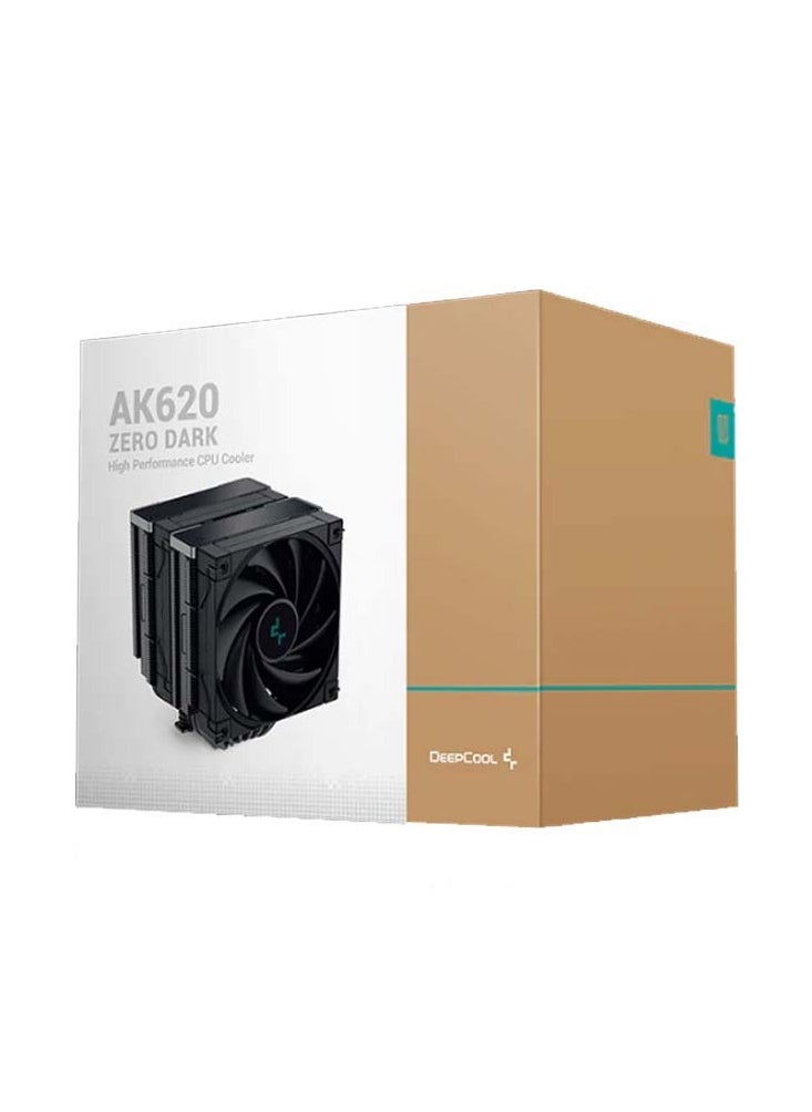 DEEPCOOL مبرد وحدة المعالجة المركزية DeepCool AK620 ZERO Dark All Black Edition، سرعة المروحة 500-1850 دورة في الدقيقة، تدفق الهواء 68.99 قدم مكعب في الدقيقة، المحمل الديناميكي للسائل 260 وات، LGA2066/2011-v3/2011/AM5/AM4، أسود R-AK620-BKNNMT-G-1  - Image 1