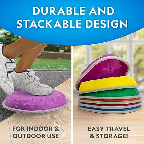 Blue Marble NATIONAL GEOGRAPHIC Stepping Stones for Kids – 6 Durable Non-Slip Stones Encourage Toddler Balance & Gross Motor Skills, Indoor & Outdoor Toys, Balance Stones, Obstacle Course (Amazon Exclusive) - Image 4