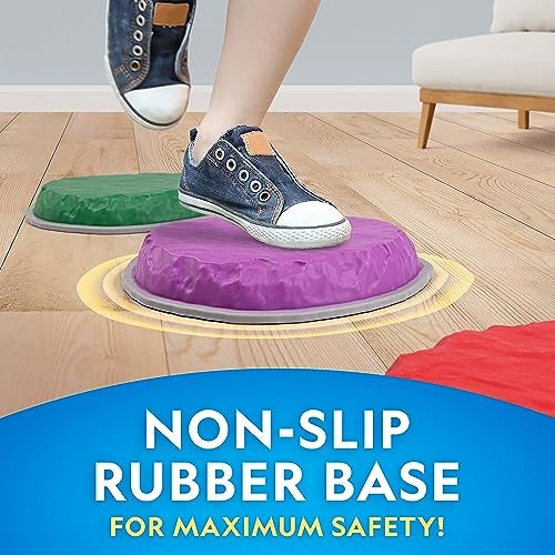 Blue Marble NATIONAL GEOGRAPHIC Stepping Stones for Kids – 6 Durable Non-Slip Stones Encourage Toddler Balance & Gross Motor Skills, Indoor & Outdoor Toys, Balance Stones, Obstacle Course (Amazon Exclusive) - Image 3