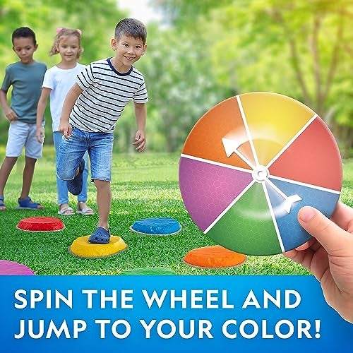 Blue Marble NATIONAL GEOGRAPHIC Stepping Stones for Kids – 6 Durable Non-Slip Stones Encourage Toddler Balance & Gross Motor Skills, Indoor & Outdoor Toys, Balance Stones, Obstacle Course (Amazon Exclusive) - Image 5