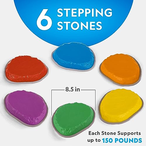 Blue Marble NATIONAL GEOGRAPHIC Stepping Stones for Kids – 6 Durable Non-Slip Stones Encourage Toddler Balance & Gross Motor Skills, Indoor & Outdoor Toys, Balance Stones, Obstacle Course (Amazon Exclusive) - Image 2